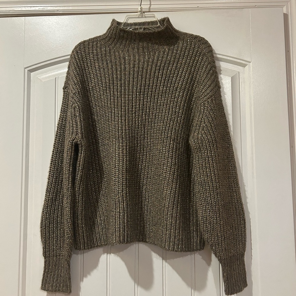 Ann Taylor metallic Ribbed Turtleneck Sweater